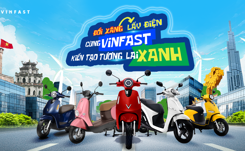 VINFAST XE MÁY ĐIỆN KHỞI ĐỘNG SỰ KIỆN “ĐỔI XĂNG LẤY ĐIỆN – CÙNG VINFAST KIẾN TẠO TƯƠNG LAI XANH” TẠI 04 THÀNH PHỐ LỚN